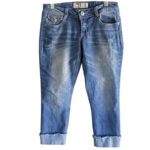 Vintage Y2K LEI Low Rise Capri Jeans Ashley Bling Baddie Blue Jeans Junior 1